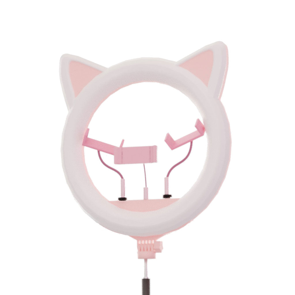 pink cat ring light with tripod